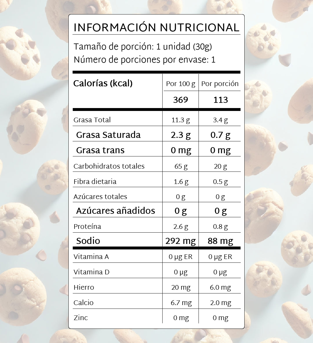 Mini Cookies con chocolate x4